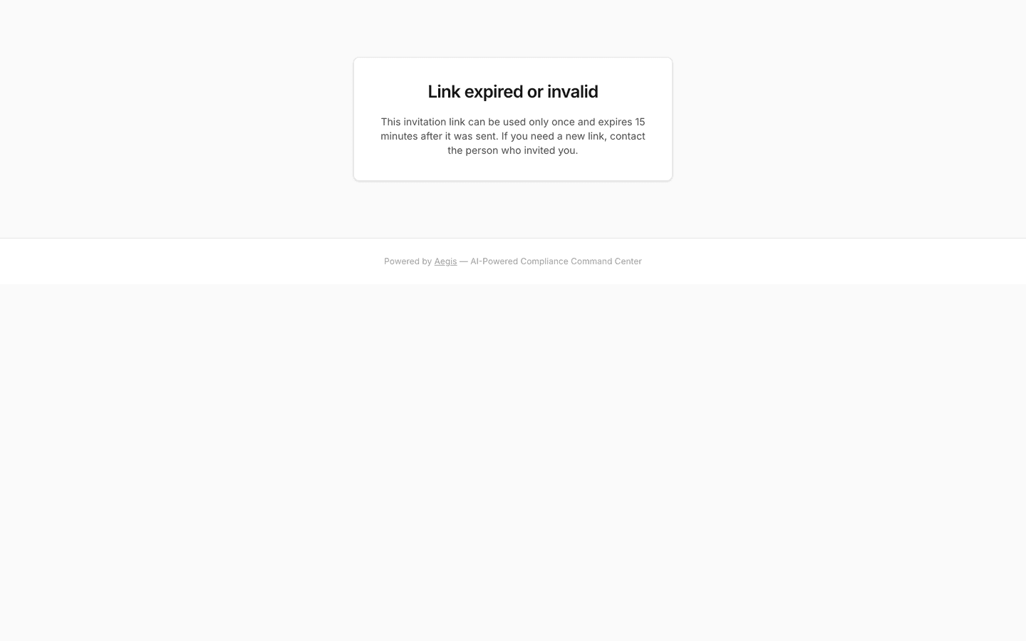 The single answer to any failed invitation link — /external-collab/expired.
