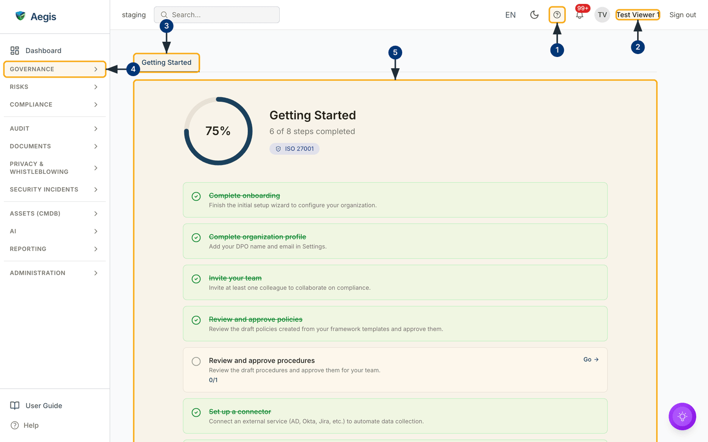 Getting Started, shown as a tab of the Action Center — /action-center?tab=getting-started.
