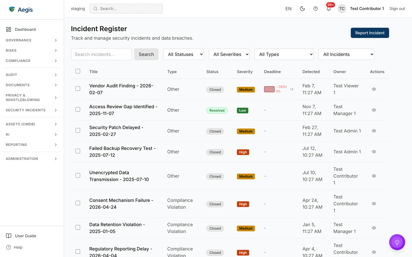 Reporting an incident — /incidents.