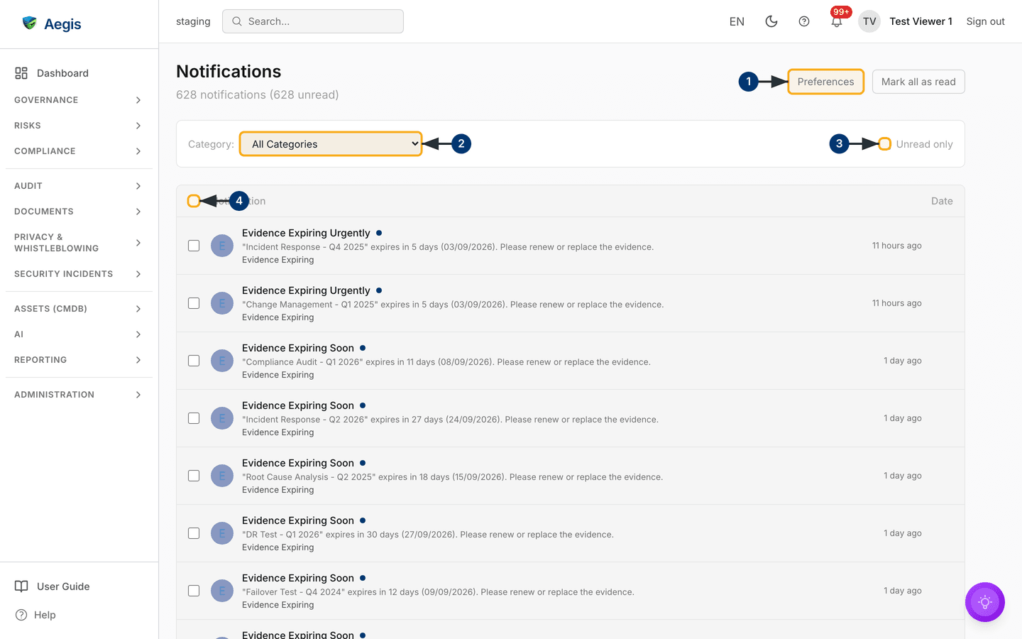 The notifications page — /notifications.