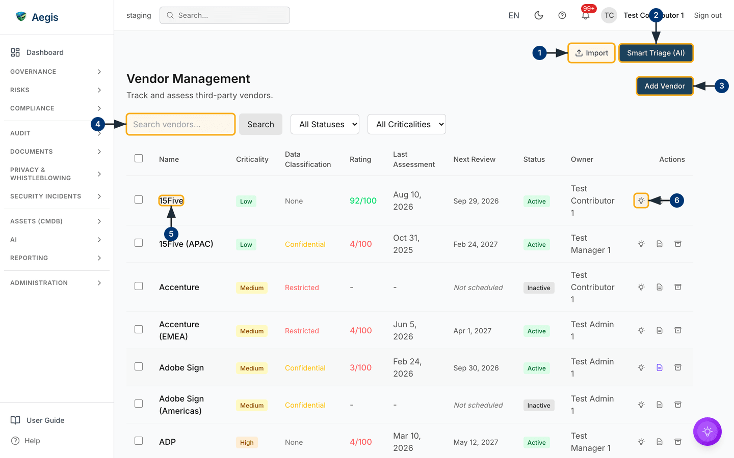 The vendor register — /vendors.
